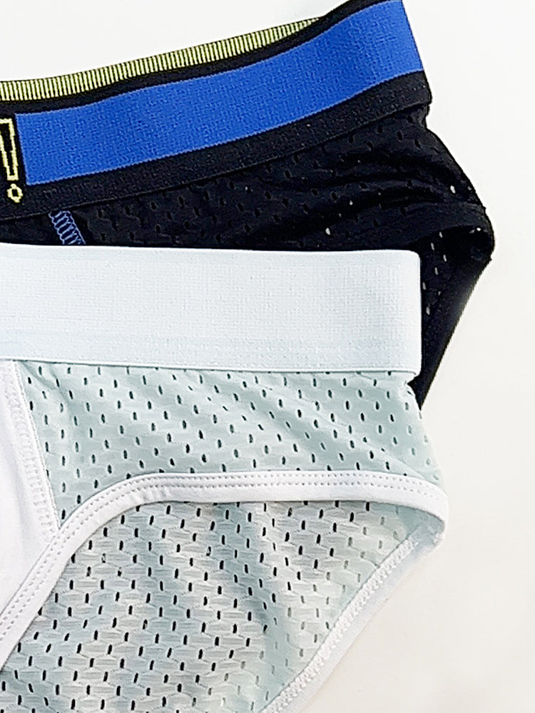 2 Pack Men's Mesh Loose Fit Sport Low-Rise Briefs | dmunderwear detail image 12