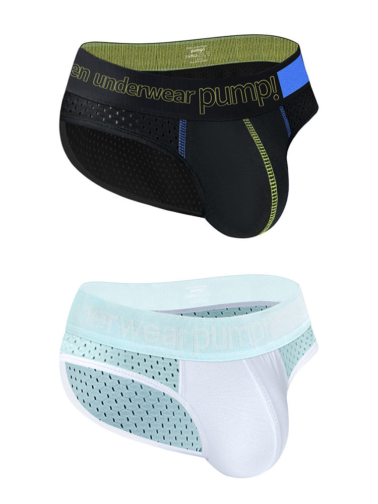 2 Pack Men's Mesh Loose Fit Sport Low-Rise Briefs | dmunderwear detail image 2
