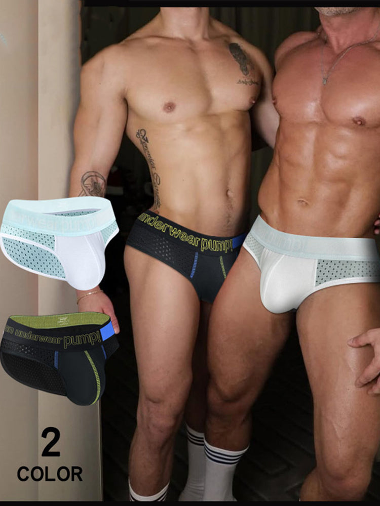 2 Pack Men's Mesh Loose Fit Sport Low-Rise Briefs | dmunderwear detail image 3