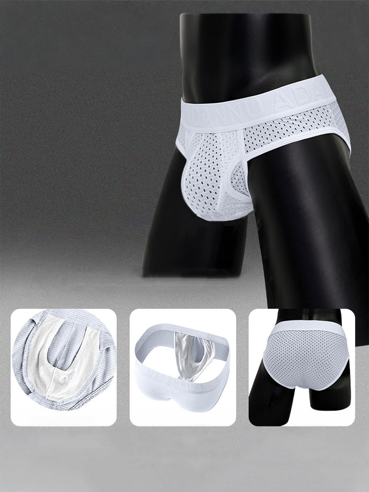 2 Pack Men's Mesh Sport Separate Pouch Breathable Lift & Support Design Briefs | dmunderwear detail image 11