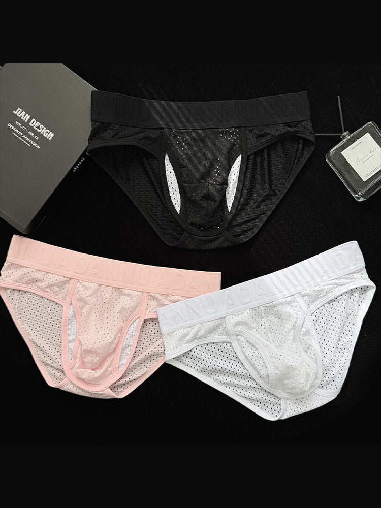 2 Pack Men's Mesh Sport Separate Pouch Breathable Lift & Support Design Briefs | dmunderwear detail image 12