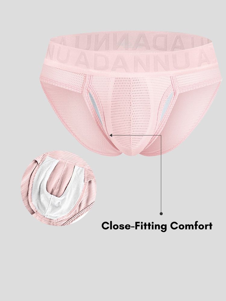 2 Pack Men's Mesh Sport Separate Pouch Breathable Lift & Support Design Briefs | dmunderwear detail image 7