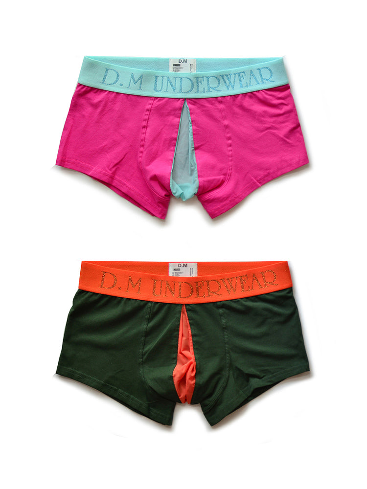 2 Pack Men's Mesh Transparent Open-Cut Cotton Mesh Trunks | dmunderwear detail image 14