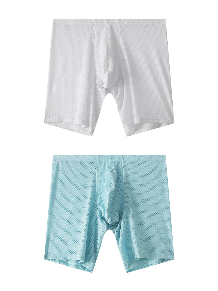 2 Pack Men's Mesh Transparent Sports Fitness Loose Boxer Briefs | dmunderwear detail image 14