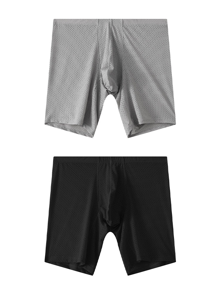 2 Pack Men's Mesh Transparent Sports Fitness Loose Boxer Briefs | dmunderwear detail image 20
