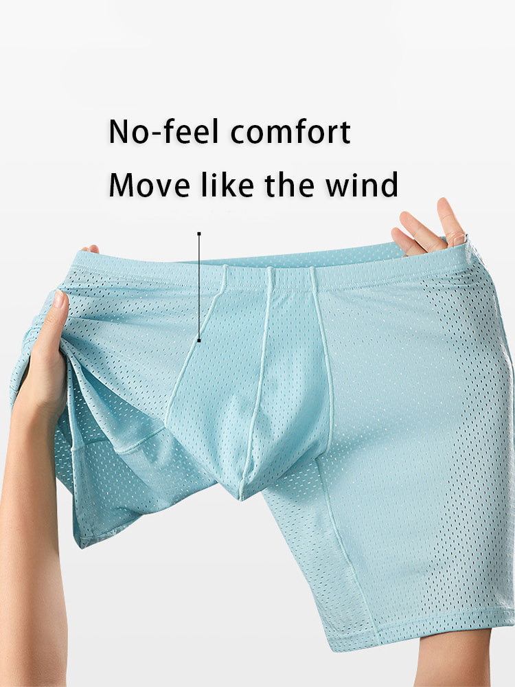 2 Pack Men's Mesh Transparent Sports Fitness Loose Boxer Briefs | dmunderwear detail image 3