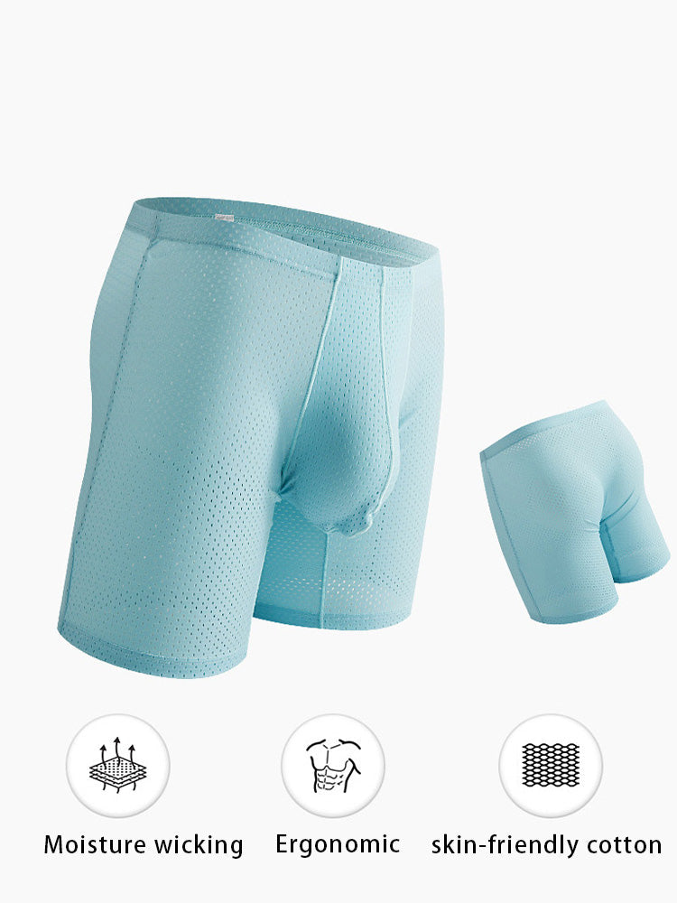 2 Pack Men's Mesh Transparent Sports Fitness Loose Boxer Briefs | dmunderwear detail image 4