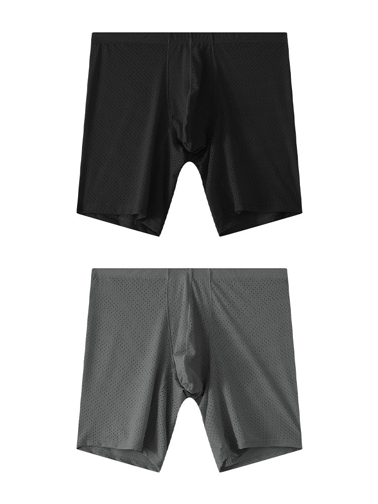 2 Pack Men's Mesh Transparent Sports Fitness Loose Boxer Briefs | dmunderwear detail image 8