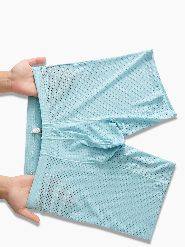 2 Pack Men's Mesh Transparent Sports Fitness Loose Boxer Briefs | dmunderwear detail image 9