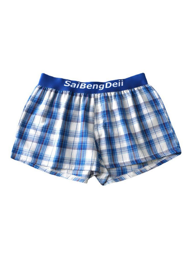 2 Pack Men's Mid-Rise Premium Cotton Plaid Quick-Dry Boxer Shorts | dmunderwear