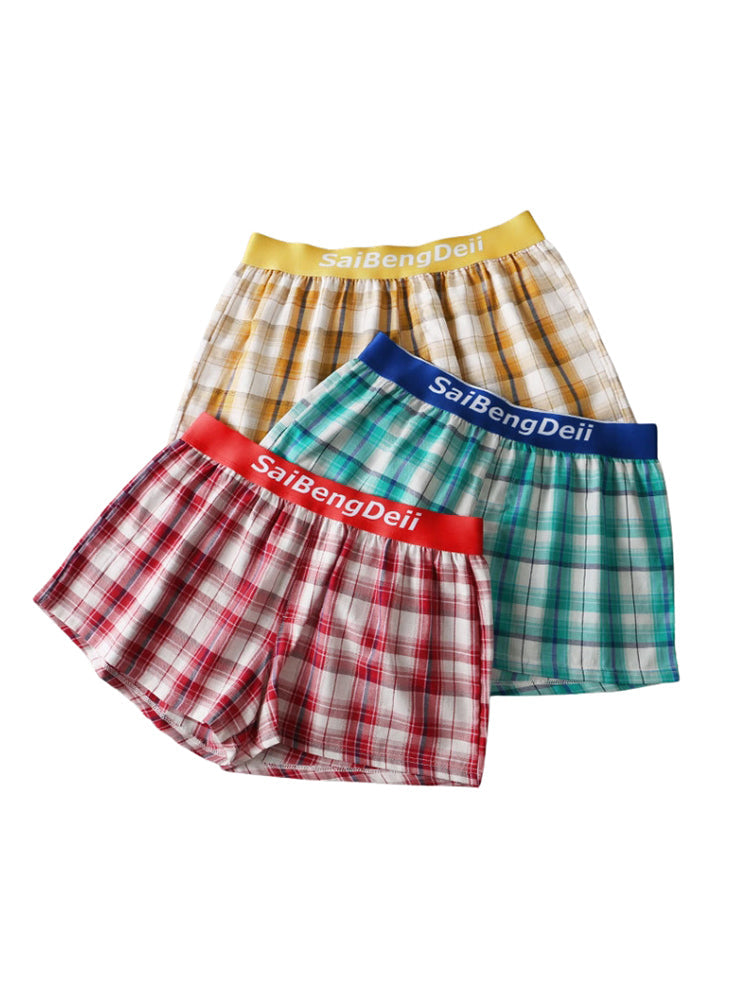 2 Pack Men's Mid-Rise Premium Cotton Plaid Quick-Dry Boxer Shorts | dmunderwear detail image 10