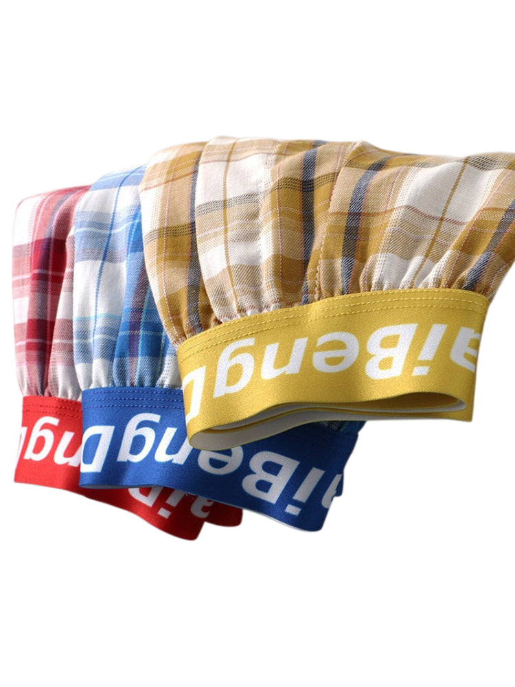 2 Pack Men's Mid-Rise Premium Cotton Plaid Quick-Dry Boxer Shorts | dmunderwear detail image 11