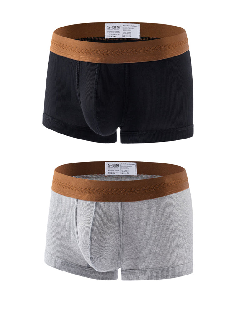 2 Pack Men's Mid-Rise Ultra Soft Premium Cotton Comfy Waistband Trunks | dmunderwear detail image 2
