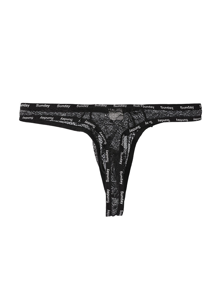 2 Pack Men's Mid-Rise Ultra-Soft Sexy Lace Cooling Support Thong | dmunderwear detail image 10