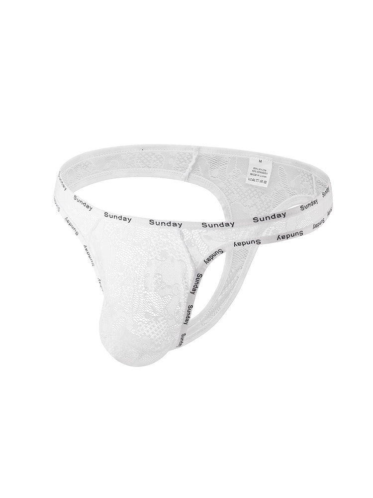 2 Pack Men's Mid-Rise Ultra-Soft Sexy Lace Cooling Support Thong | dmunderwear detail image 15