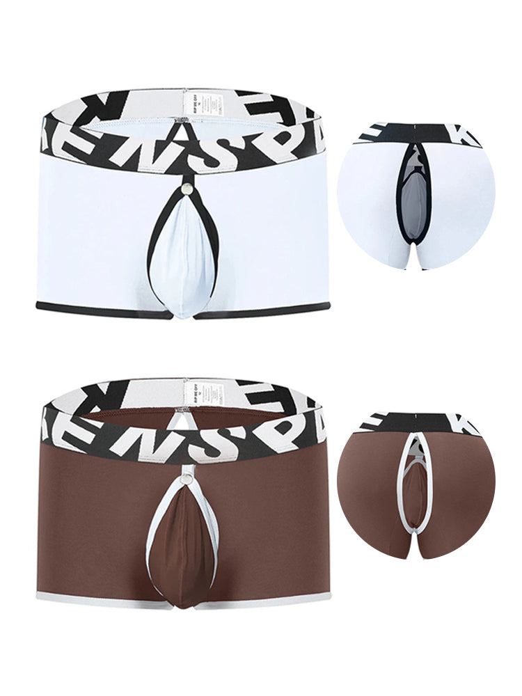 2 Pack Men's Sexy Modal Trunks with Open Front & Back and Removable Pouch | dmunderwear detail image 17