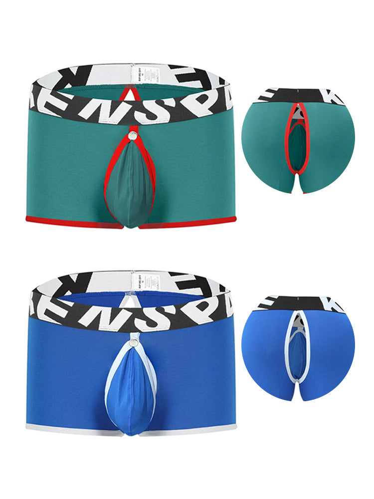 2 Pack Men's Sexy Modal Trunks with Open Front & Back and Removable Pouch | dmunderwear detail image 7