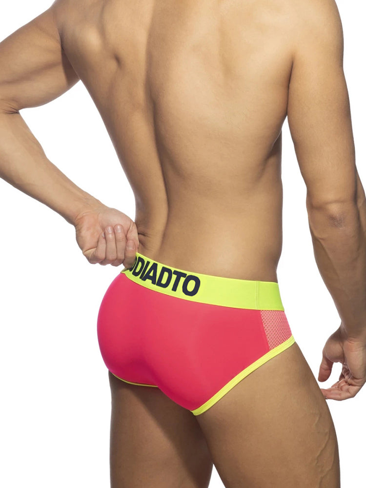 2-pack Men's Neon Mesh High-elastic U-convex Three-dimensional Pouch Sports Briefs | dmunderwear detail image 10