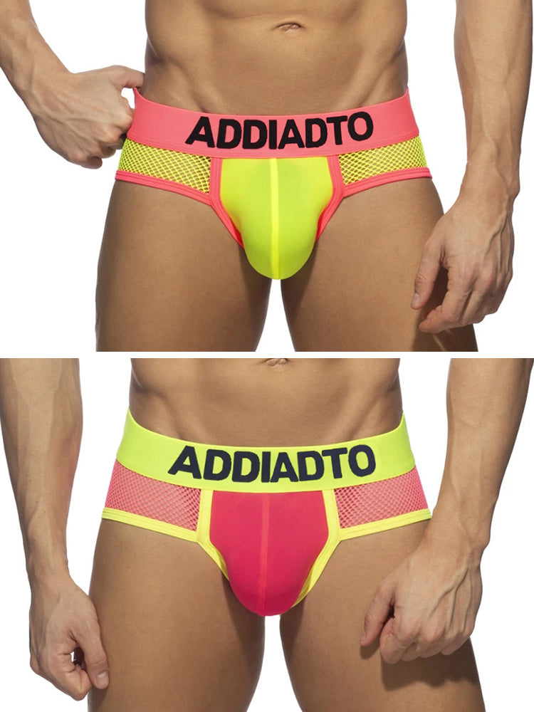 2-pack Men's Neon Mesh High-elastic U-convex Three-dimensional Pouch Sports Briefs | dmunderwear detail image 2