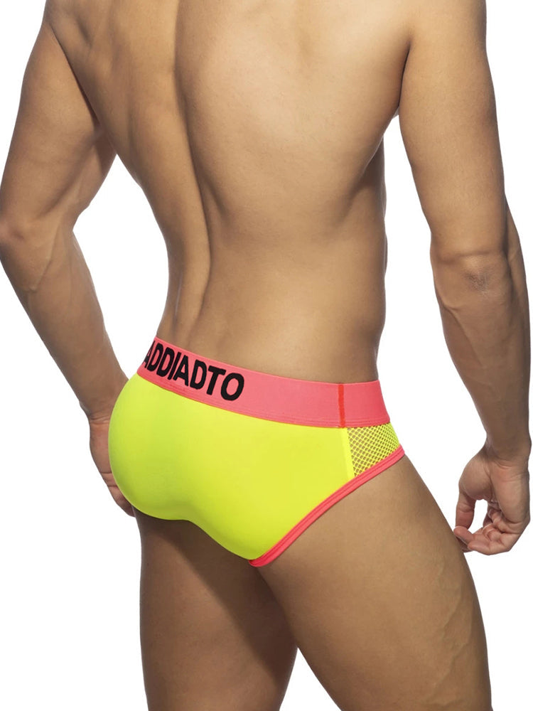 2-pack Men's Neon Mesh High-elastic U-convex Three-dimensional Pouch Sports Briefs | dmunderwear detail image 6