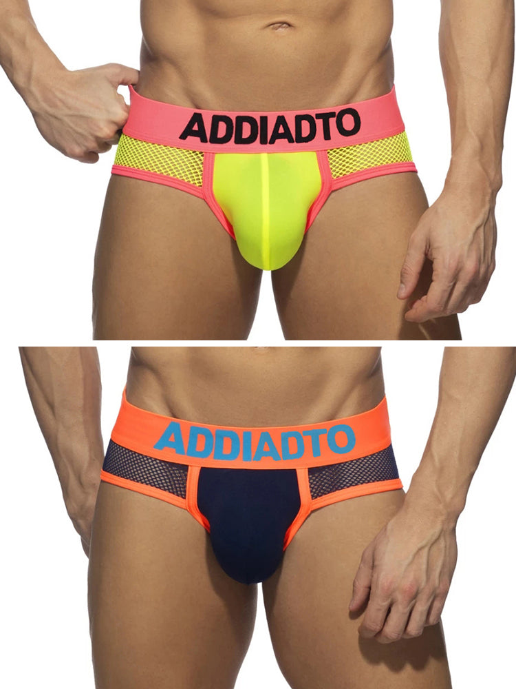 2-pack Men's Neon Mesh High-elastic U-convex Three-dimensional Pouch Sports Briefs | dmunderwear detail image 7