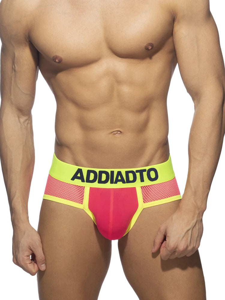 2-pack Men's Neon Mesh High-elastic U-convex Three-dimensional Pouch Sports Briefs | dmunderwear detail image 8