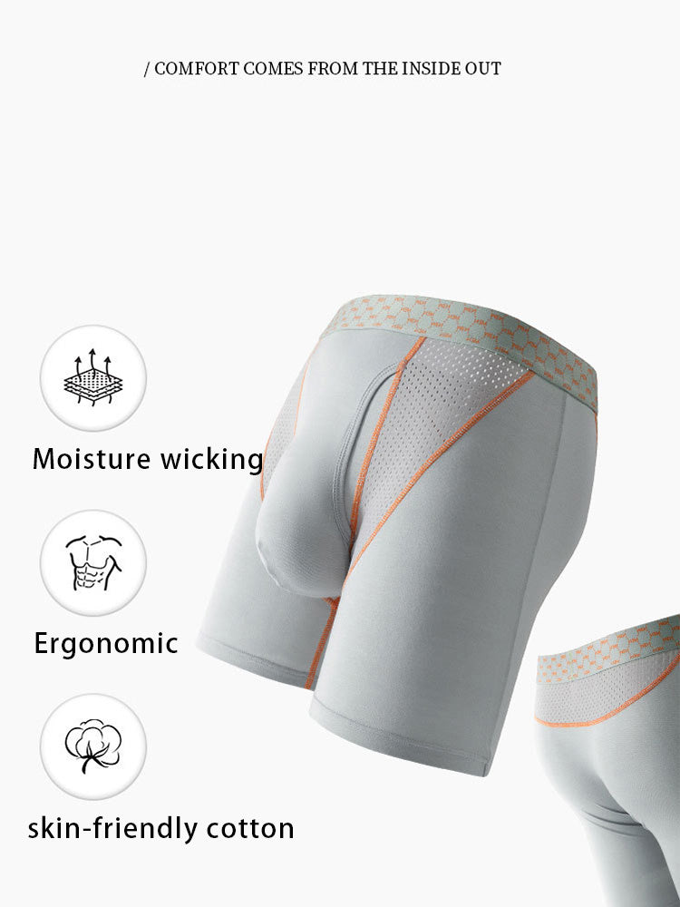 2 Pack Men's Nylon Breathable Sports Anti-Chafing Casual Business Boxer Briefs | dmunderwear detail image 3