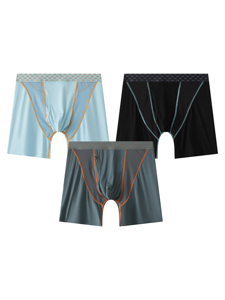 2 Pack Men's Nylon Breathable Sports Anti-Chafing Casual Business Boxer Briefs | dmunderwear detail image 5