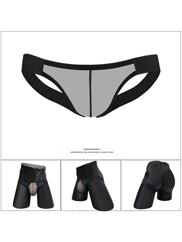 2 Pack Men's Sheer No-Waistband Jockstrap with Textured Pattern | dmunderwear
