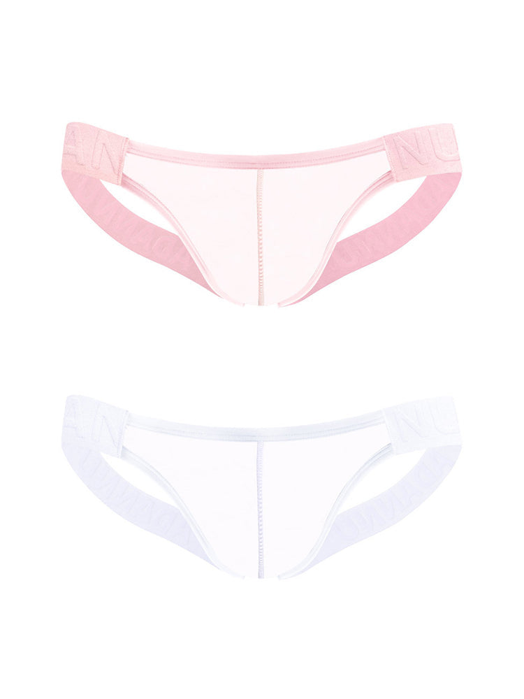 2 Pack Men's Sheer No-Waistband Jockstrap with Textured Pattern | dmunderwear detail image 14