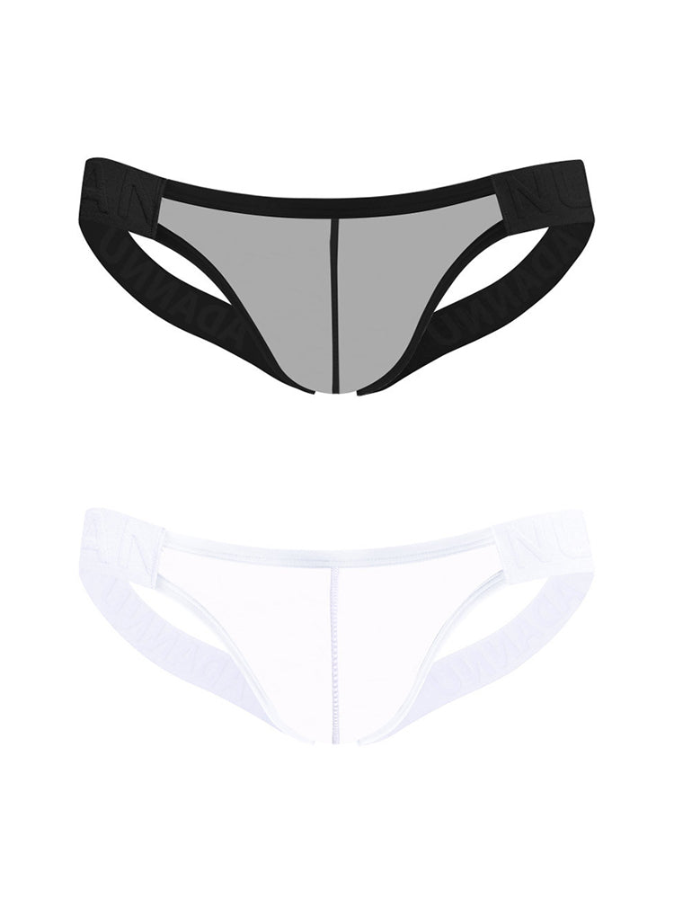 2 Pack Men's Sheer No-Waistband Jockstrap with Textured Pattern | dmunderwear detail image 8