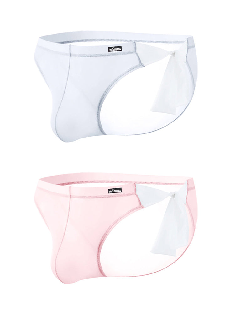 2 Pack Men's Nylon Ultra-Thin Breathable Semi-Transparent Sexy Briefs | dmunderwear detail image 2