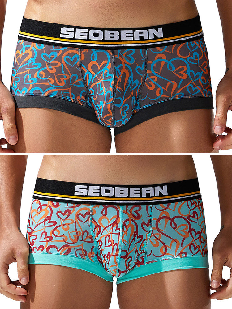 2 Pack Men's Odor-Control Breathable Printed Trunks | dmunderwear detail image 17