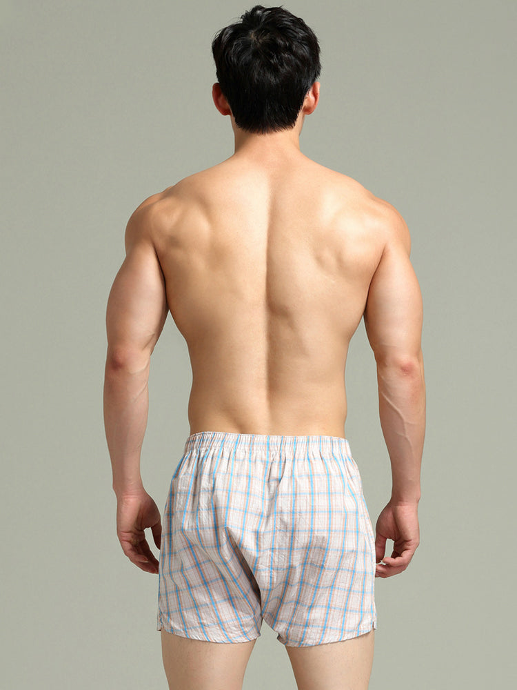 2 Pack Men's Cotton Plaid Boxers with Side Opening and Relaxed Elastic Waistband | dmunderwear detail image 14