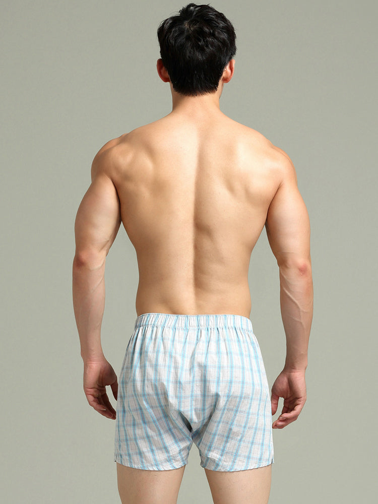 2 Pack Men's Cotton Plaid Boxers with Side Opening and Relaxed Elastic Waistband | dmunderwear detail image 8