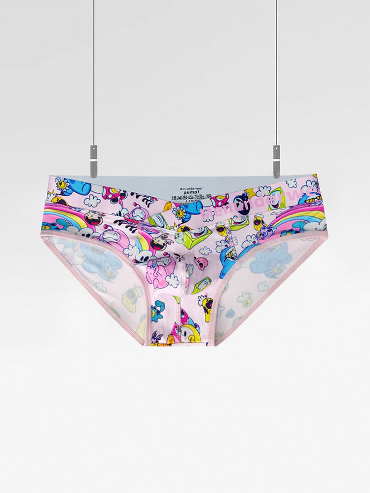 2 Pack Men's Playful Cartoon No-Tag Comfortable and Breathable Briefs | dmunderwear detail image 10