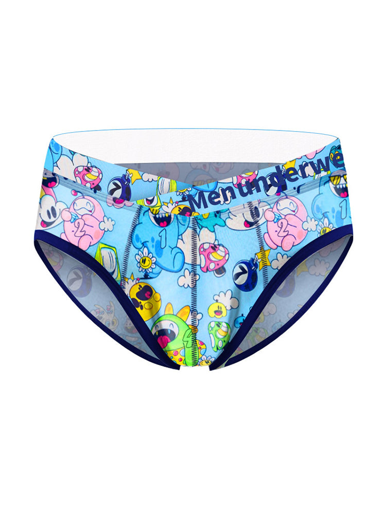 2 Pack Men's Playful Cartoon No-Tag Comfortable and Breathable Briefs | dmunderwear detail image 15