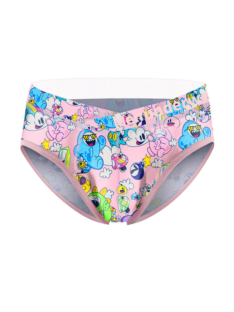 2 Pack Men's Playful Cartoon No-Tag Comfortable and Breathable Briefs | dmunderwear detail image 16