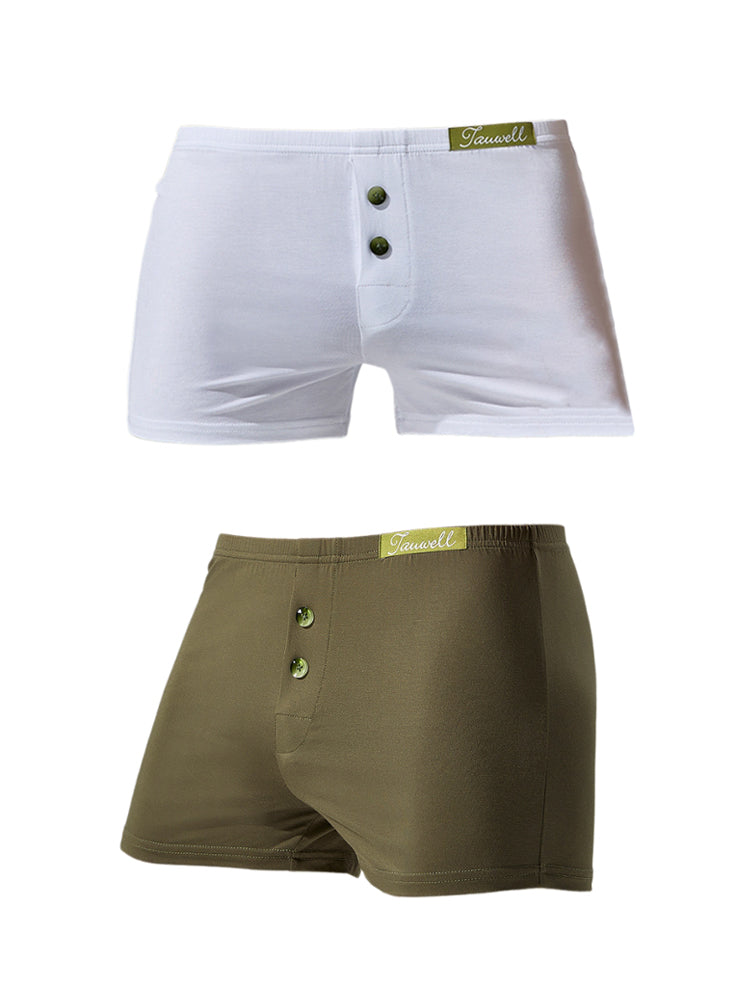 2 Pack Men's Premium Cotton Lightweight & Airy Button Fly Comfy Waistband Trunks | dmunderwear detail image 17