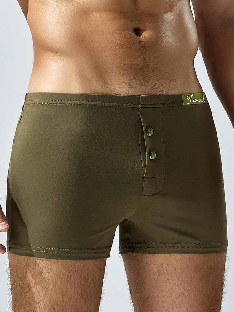 2 Pack Men's Premium Cotton Lightweight & Airy Button Fly Comfy Waistband Trunks | dmunderwear detail image 19