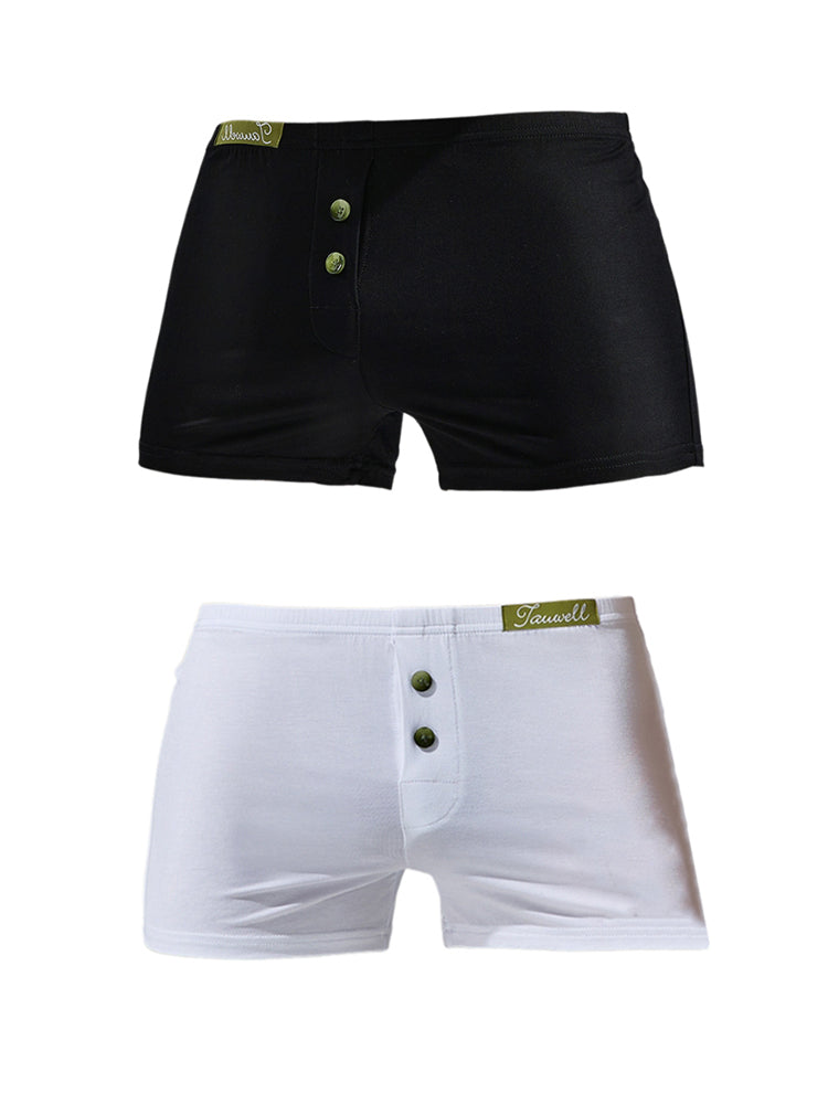2 Pack Men's Premium Cotton Lightweight & Airy Button Fly Comfy Waistband Trunks | dmunderwear detail image 2