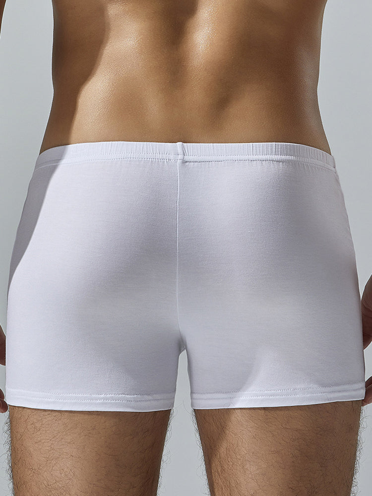 2 Pack Men's Premium Cotton Lightweight & Airy Button Fly Comfy Waistband Trunks | dmunderwear detail image 4