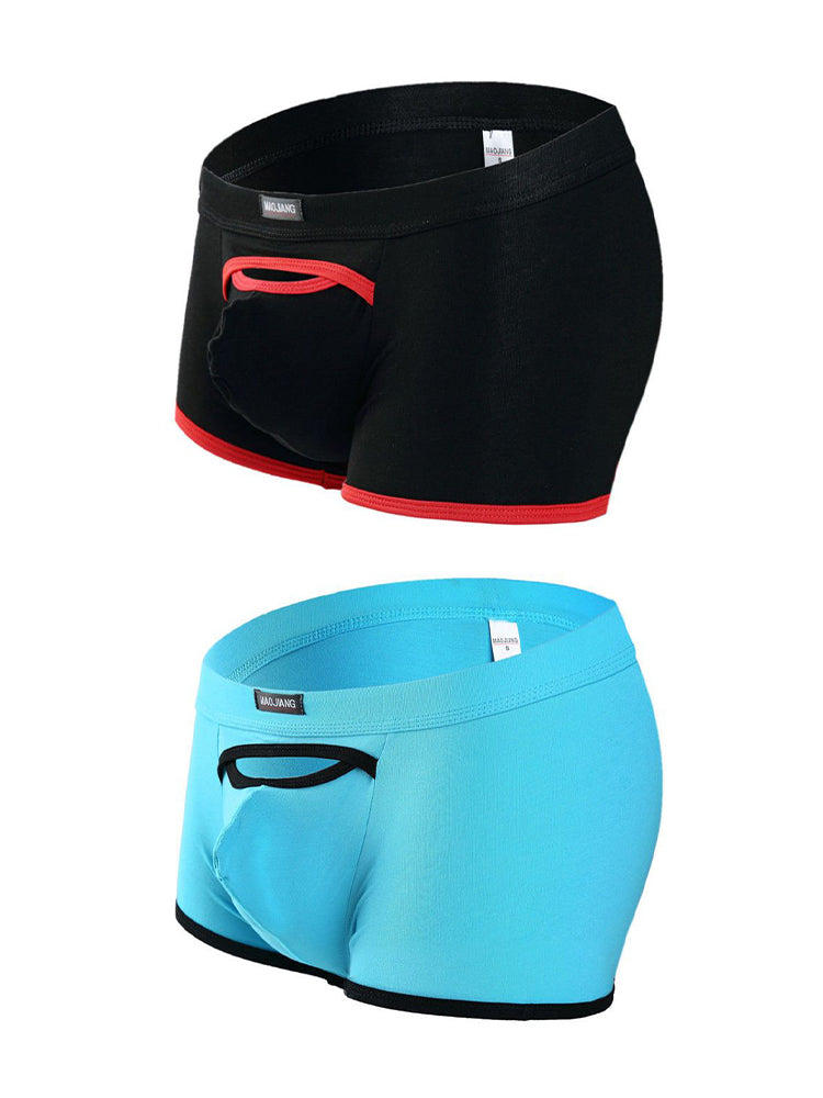 2 Pack Men's Premium Soft Cotton Breathable Pouch Solid Color Supportive Trunks | dmunderwear detail image 10