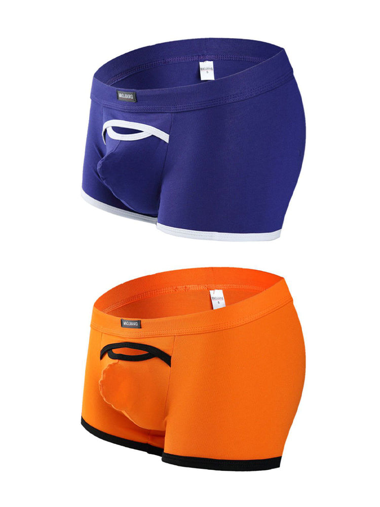 2 Pack Men's Premium Soft Cotton Breathable Pouch Solid Color Supportive Trunks | dmunderwear detail image 14