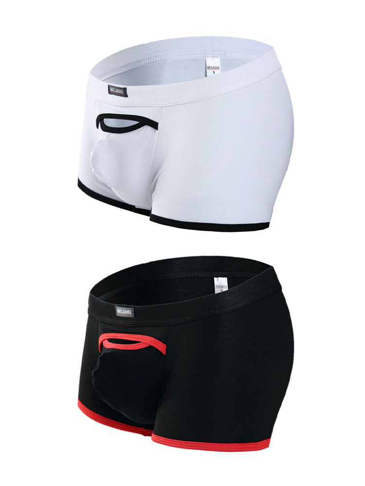 2 Pack Men's Premium Soft Cotton Breathable Pouch Solid Color Supportive Trunks | dmunderwear detail image 18