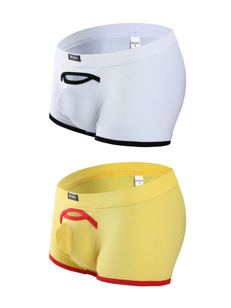 2 Pack Men's Premium Soft Cotton Breathable Pouch Solid Color Supportive Trunks | dmunderwear detail image 2