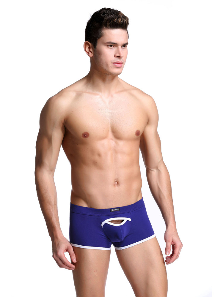2 Pack Men's Premium Soft Cotton Breathable Pouch Solid Color Supportive Trunks | dmunderwear detail image 3