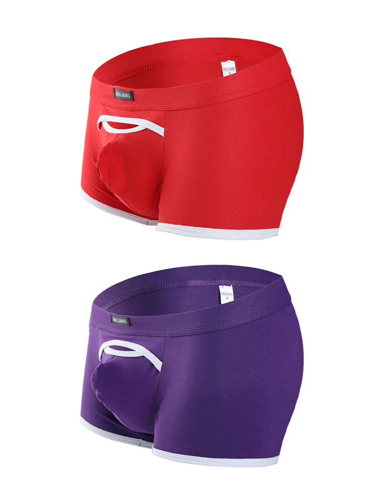 2 Pack Men's Premium Soft Cotton Breathable Pouch Solid Color Supportive Trunks | dmunderwear detail image 6