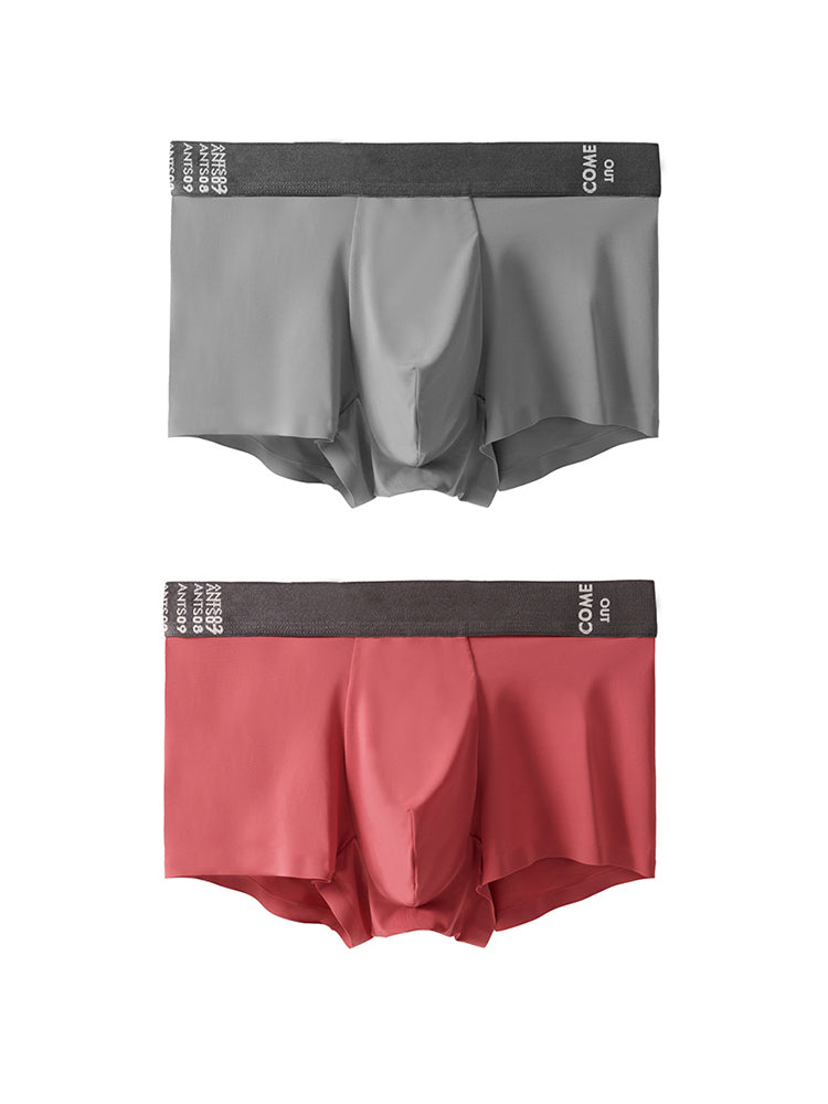 2 Pack Men's Premium Ultra-Thin Seamless Ice Silk Stretch Fit Trunks | dmunderwear detail image 13