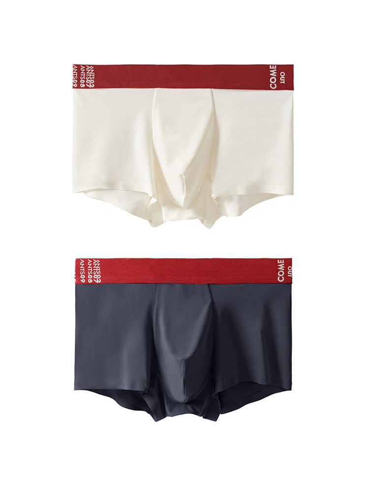 2 Pack Men's Premium Ultra-Thin Seamless Ice Silk Stretch Fit Trunks | dmunderwear detail image 17